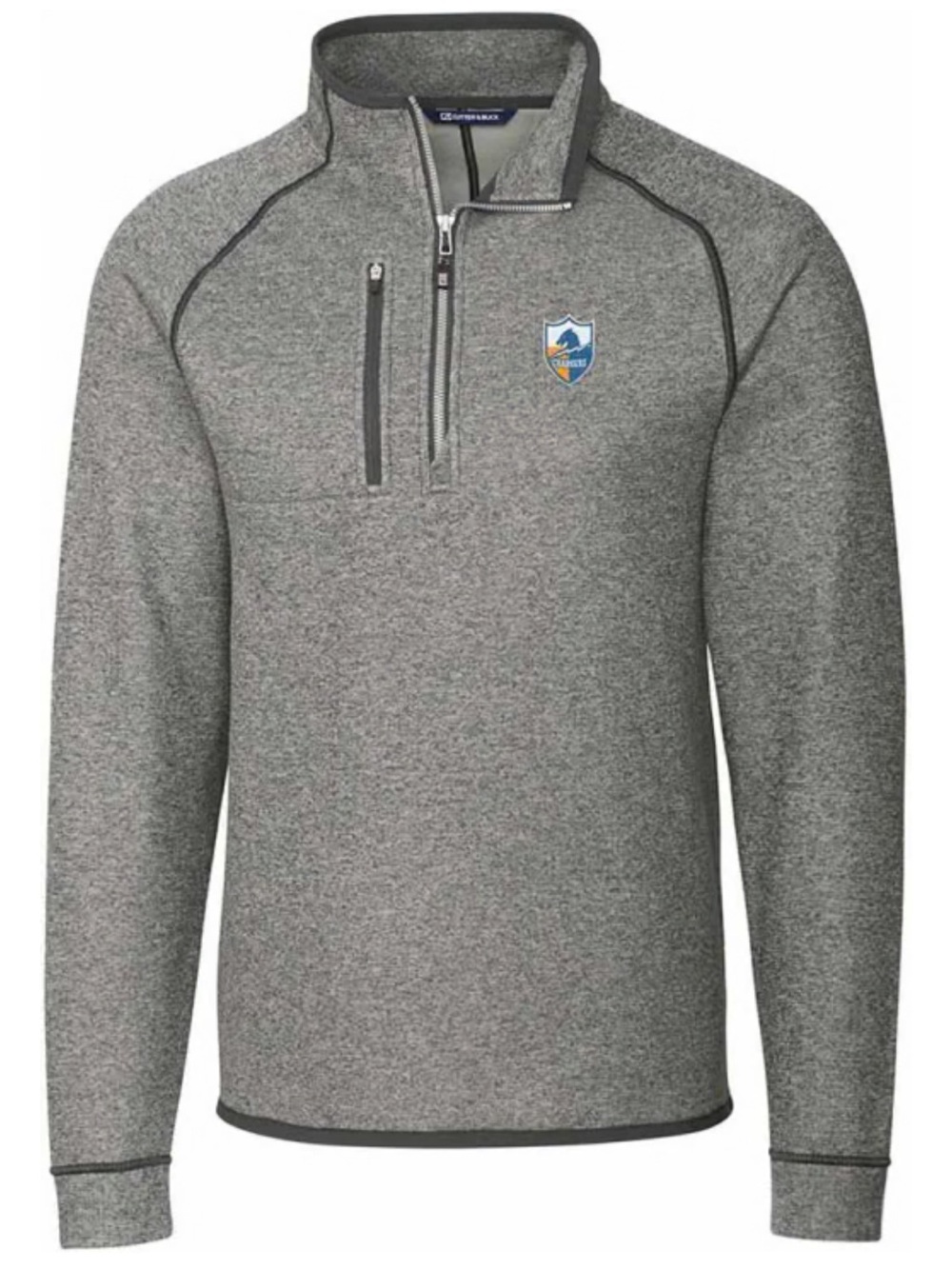 Cutter & Buck Los Angeles Chargers Gray Historic Mainsail Quarter Zip Pullover